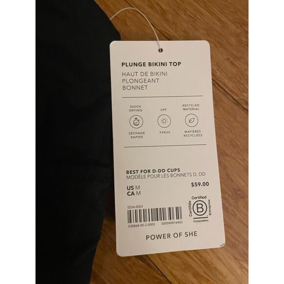 NWT Athleta Small A-C Black Plunge Bikini Top Classic Swim Sporty Wireless $59 - Picture 5 of 5